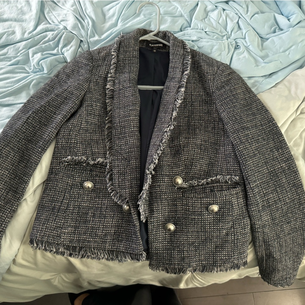 Express Cropped Tweed Blazer